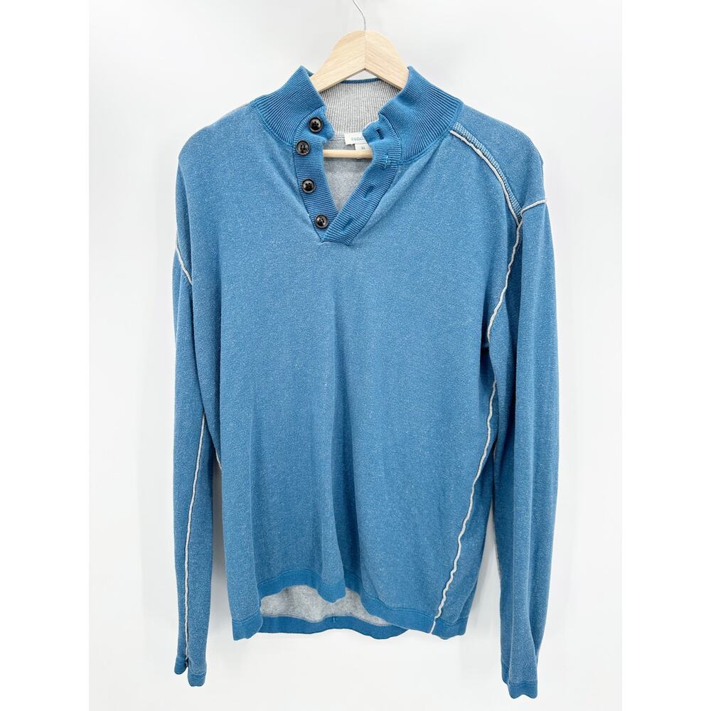 Sundance Blue‎ Highland Stitch Henley Pullover Sweater Men's Size X-Large XL